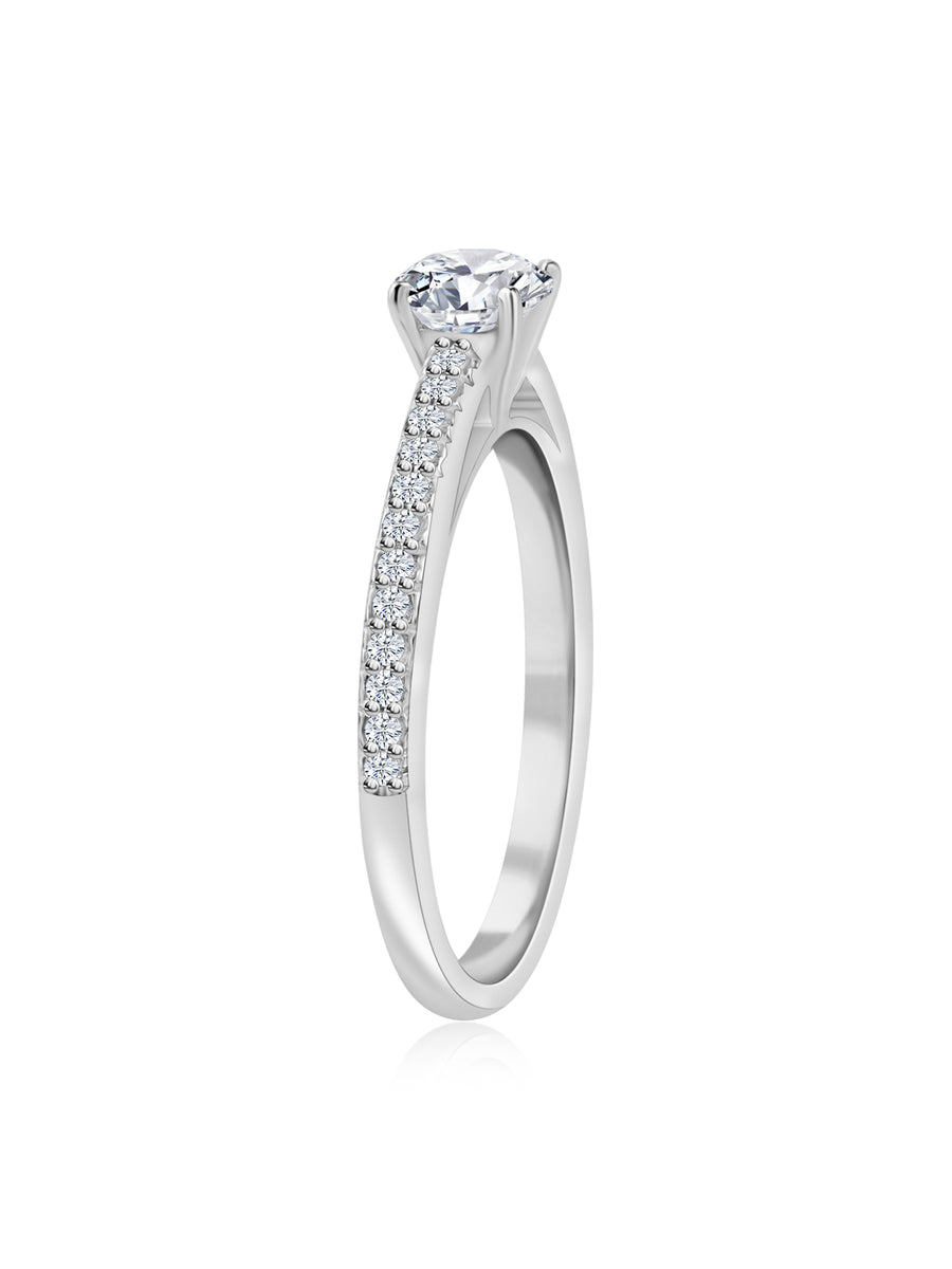 Ornate Jewels 1 Carat Simple Solitaire Silver Ring For Women