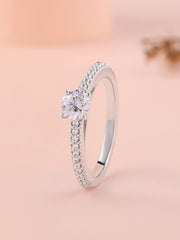 Ornate Jewels 1 Carat Simple Solitaire Silver Ring For Women
