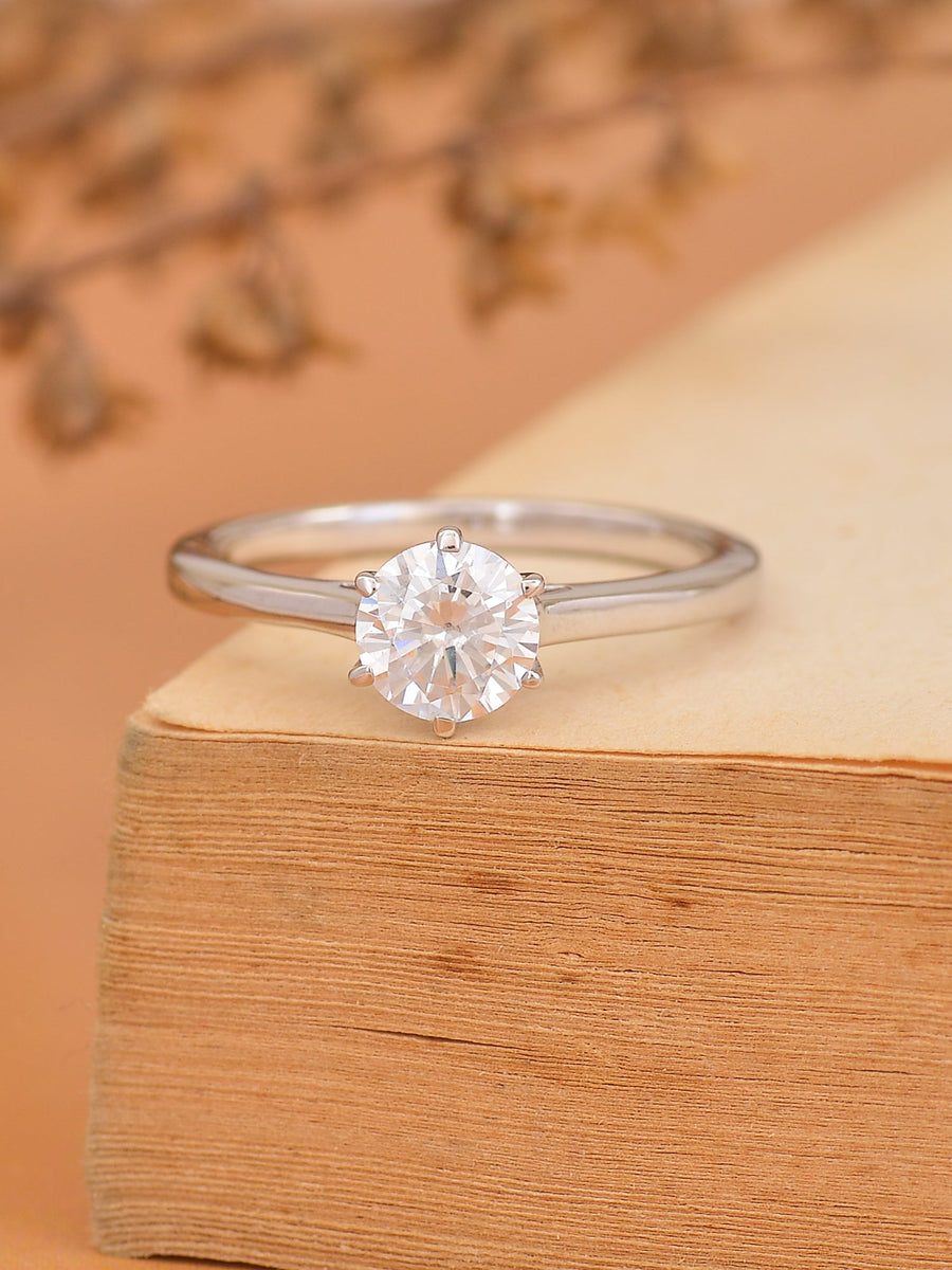 Pure 925 Sterling Silver 1.5 Carat Solitaire Ring