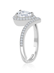 2.5 Carat American Diamond Tear Drop Silver Ring For Women