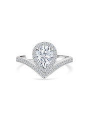 2.5 Carat American Diamond Tear Drop Silver Ring For Women