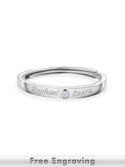 Ornate Solitaire Adjustable Silver Ring
