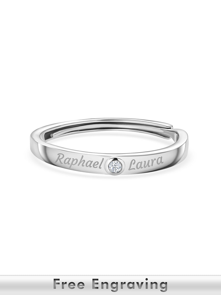 Ornate Solitaire Adjustable Silver Ring
