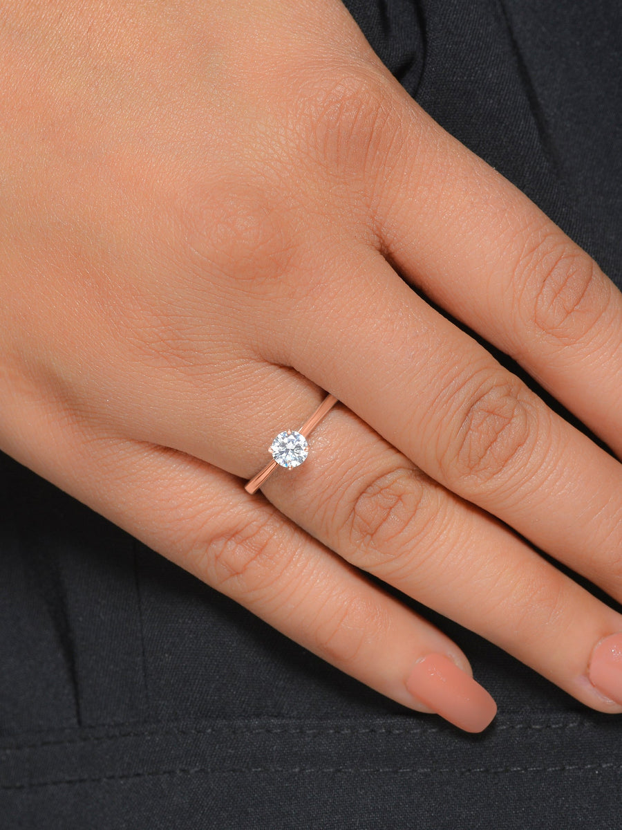 1 Carat Single Solitaire Adjustable Rose Gold Ring For Women-3