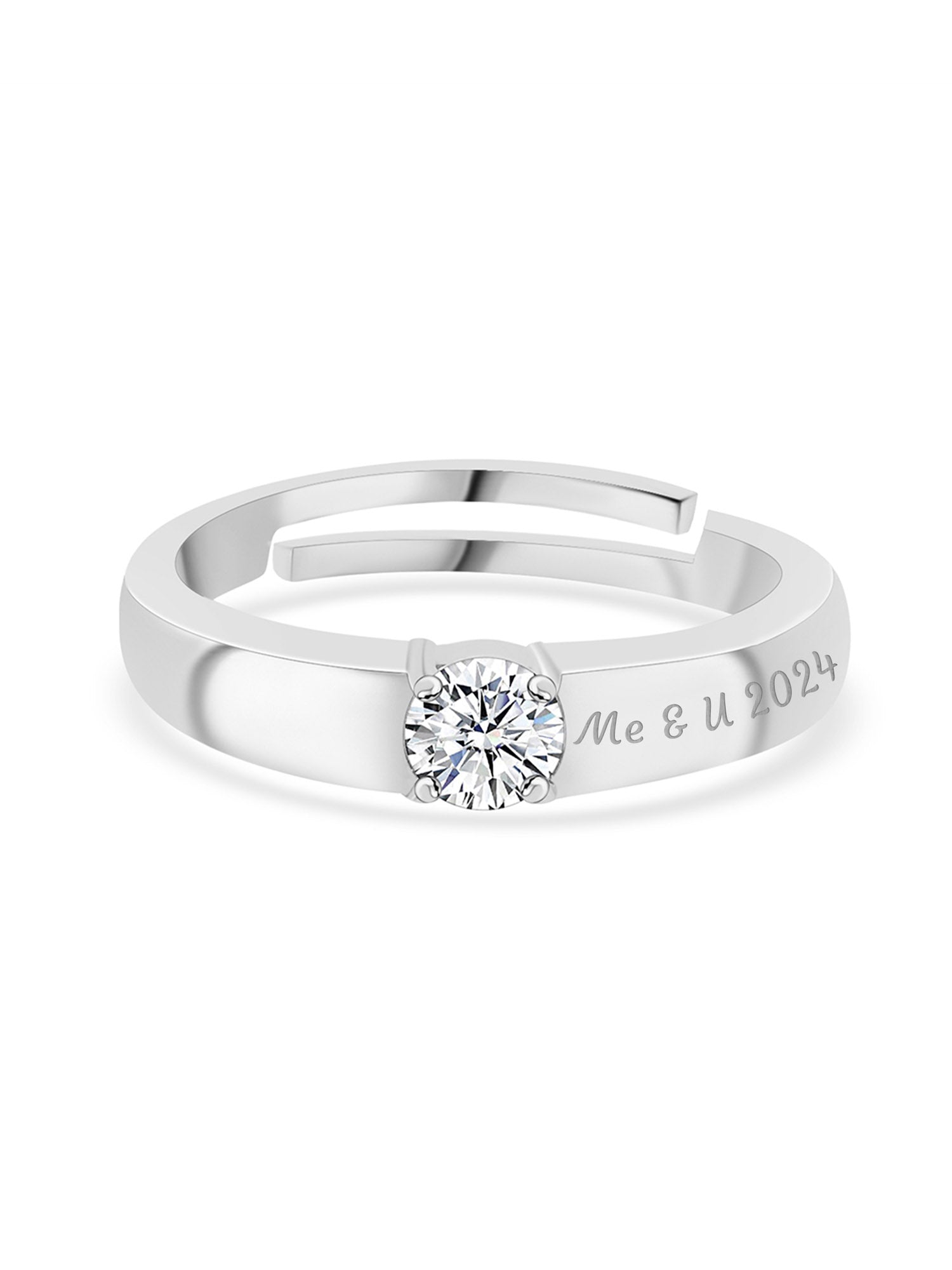 1 Carat Solitaire Adjustable Silver Ring For Men-3