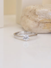 1 Carat Single Solitaire Adjustable Silver Engagement Ring For Women