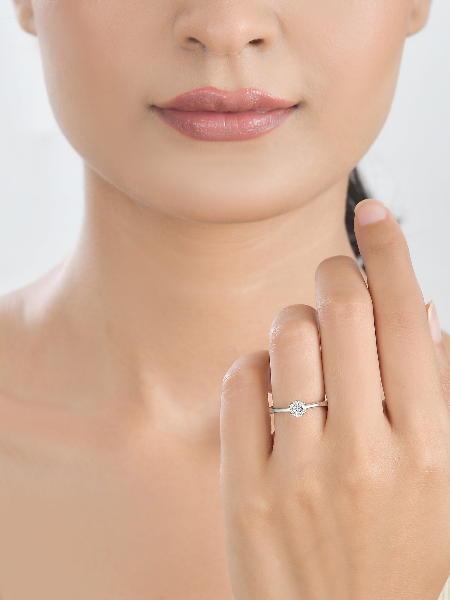 1 Carat Single Solitaire Adjustable Silver Engagement Ring For Women