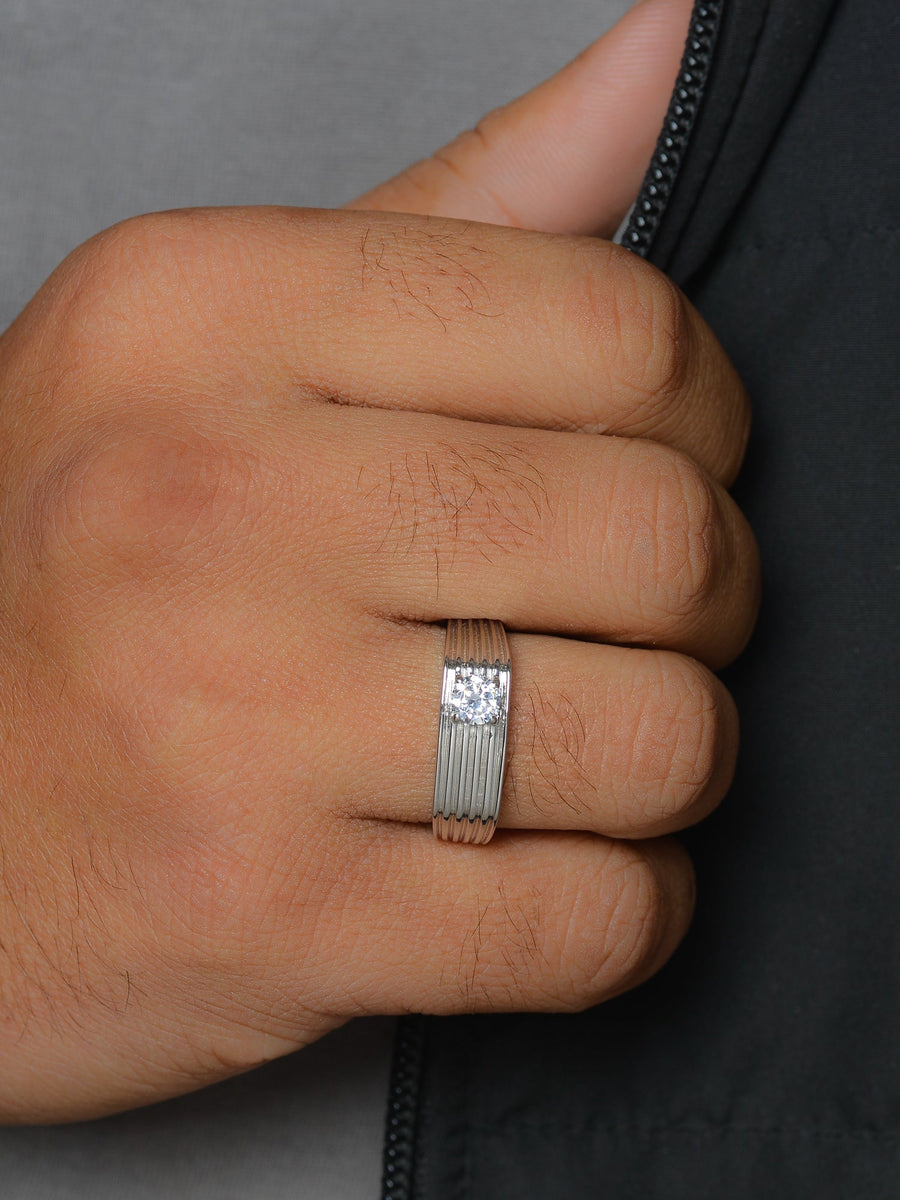 1 Carat 925 Pure Silver Adjustable Wedding Ring-2