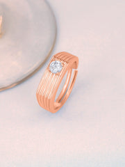 1 Carat Solitaire Rose Gold Ring For Men-3