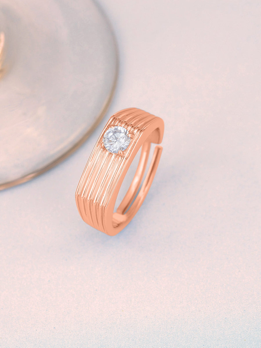 1 Carat Solitaire Rose Gold Ring For Men-3