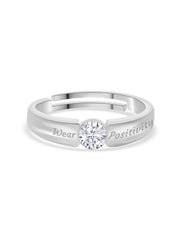 1 Carat Silver Solitaire Adjustable Ring for Men