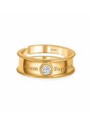 0.2 Carat 18K Gold Plated Made In Pure Silver Adjustable Ring For Him