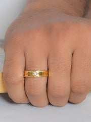 0.2 Carat 18K Gold Plated Made In Pure Silver Adjustable Ring For Him