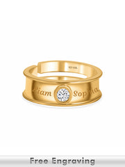 0.2 Carat 18K Gold Plated Made In Pure Silver Adjustable Ring For Him