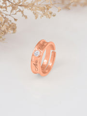 Solitaire Adjustable Rose Gold Band Ring For Women