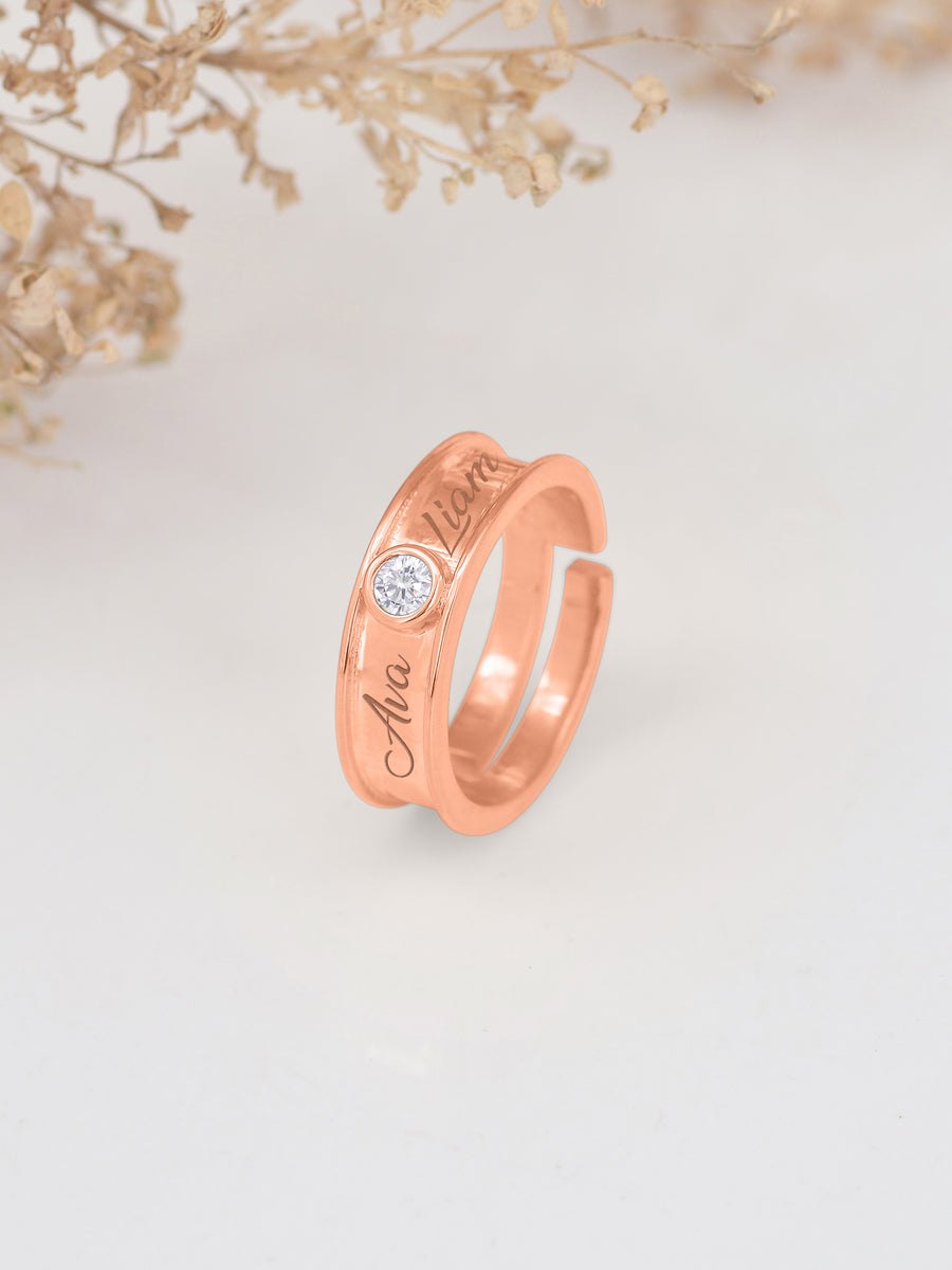 Solitaire Adjustable Rose Gold Band Ring For Women