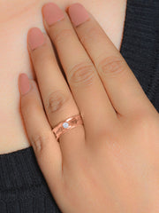 Solitaire Adjustable Rose Gold Band Ring For Women