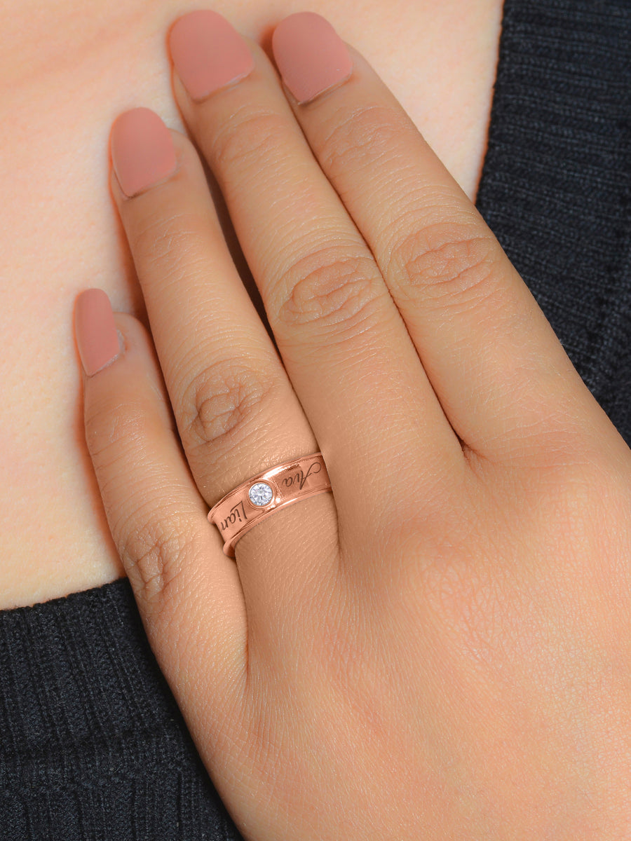 Solitaire Adjustable Rose Gold Band Ring For Women