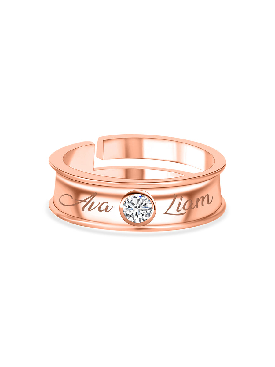 Solitaire Adjustable Rose Gold Band Ring For Women
