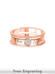 Solitaire Adjustable Rose Gold Band Ring For Women