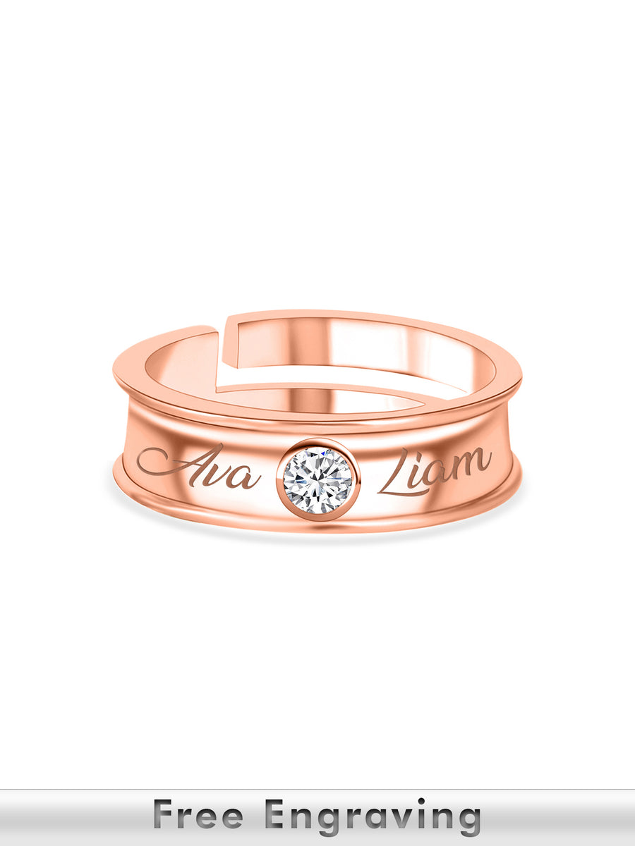 Solitaire Adjustable Rose Gold Band Ring For Women