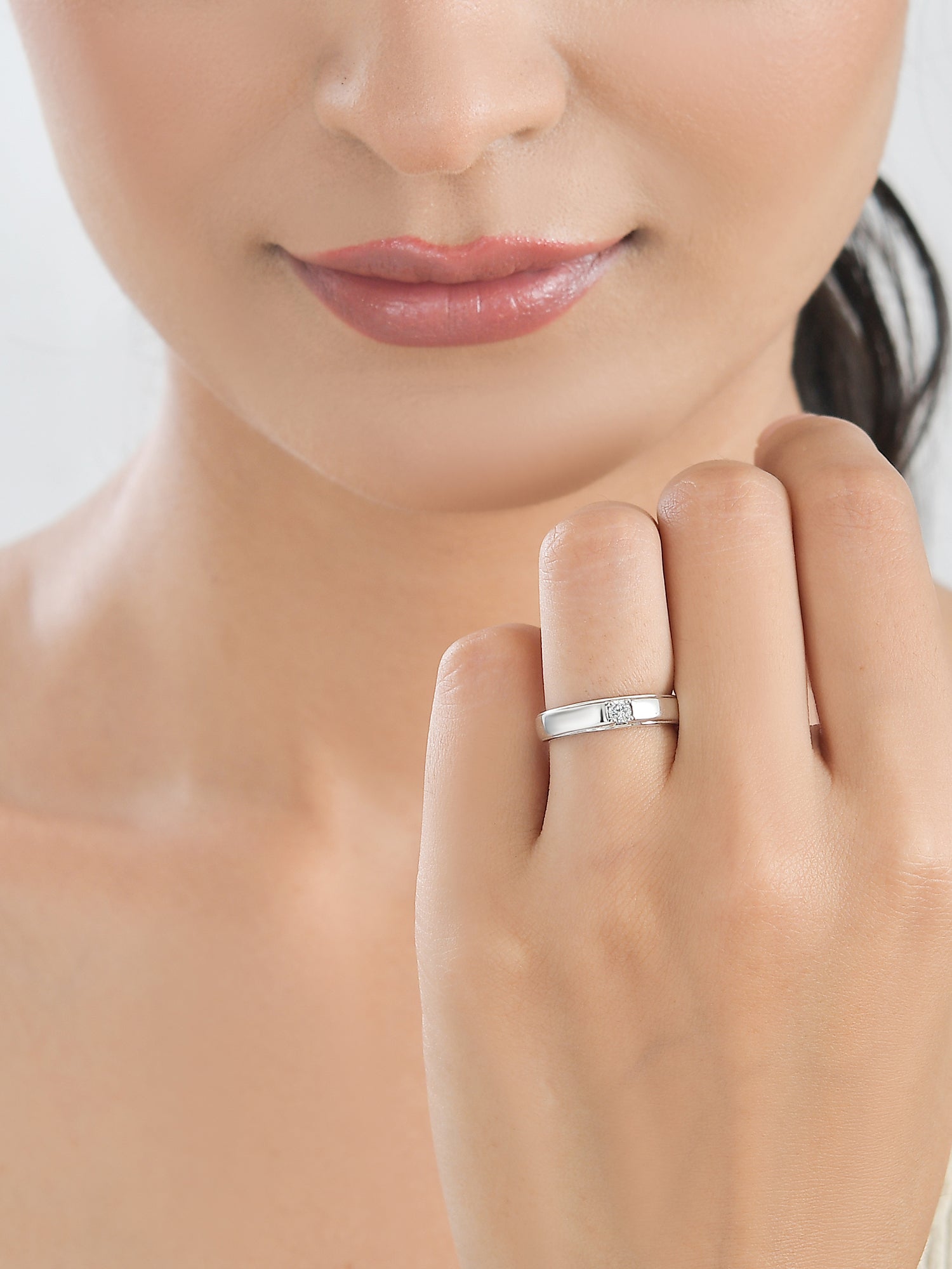 0.2 Carat Single Solitaire Adjustable Band Ring For Women