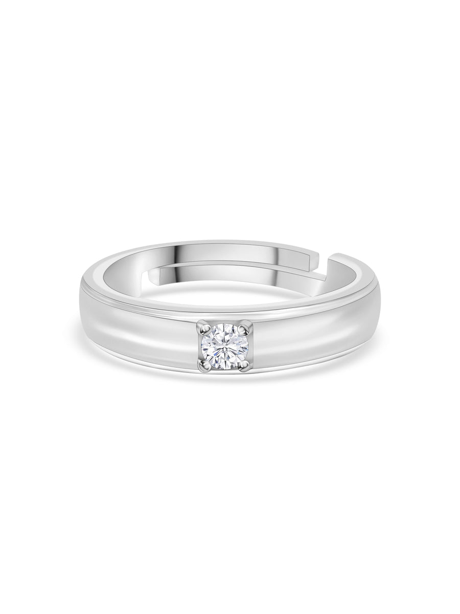 0.2 Carat Single Solitaire Adjustable Band Ring For Women
