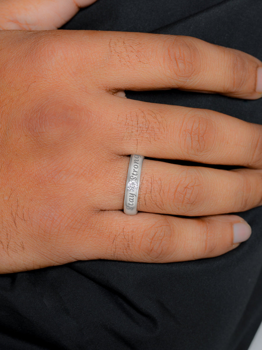 0.5 Carat Single Stone Adjustable Silver Ring For Men