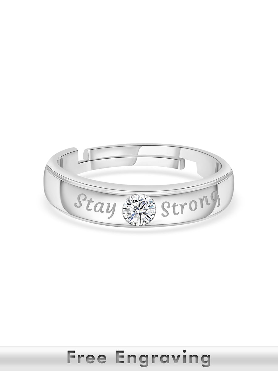 0.5 Carat Single Stone Adjustable Silver Ring For Men