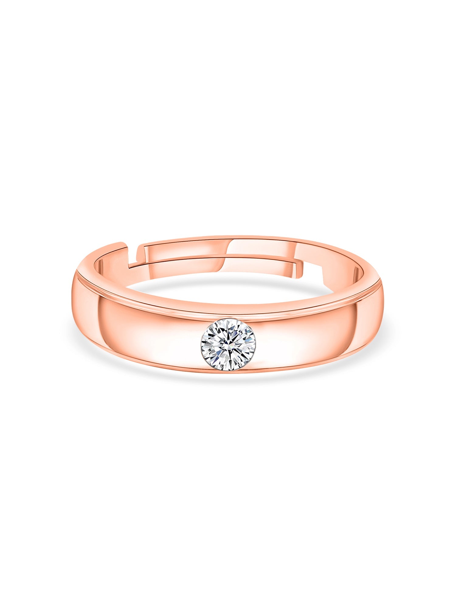0.5 Carat Single Solitaire Adjustable Rose Gold Ring For Men-2