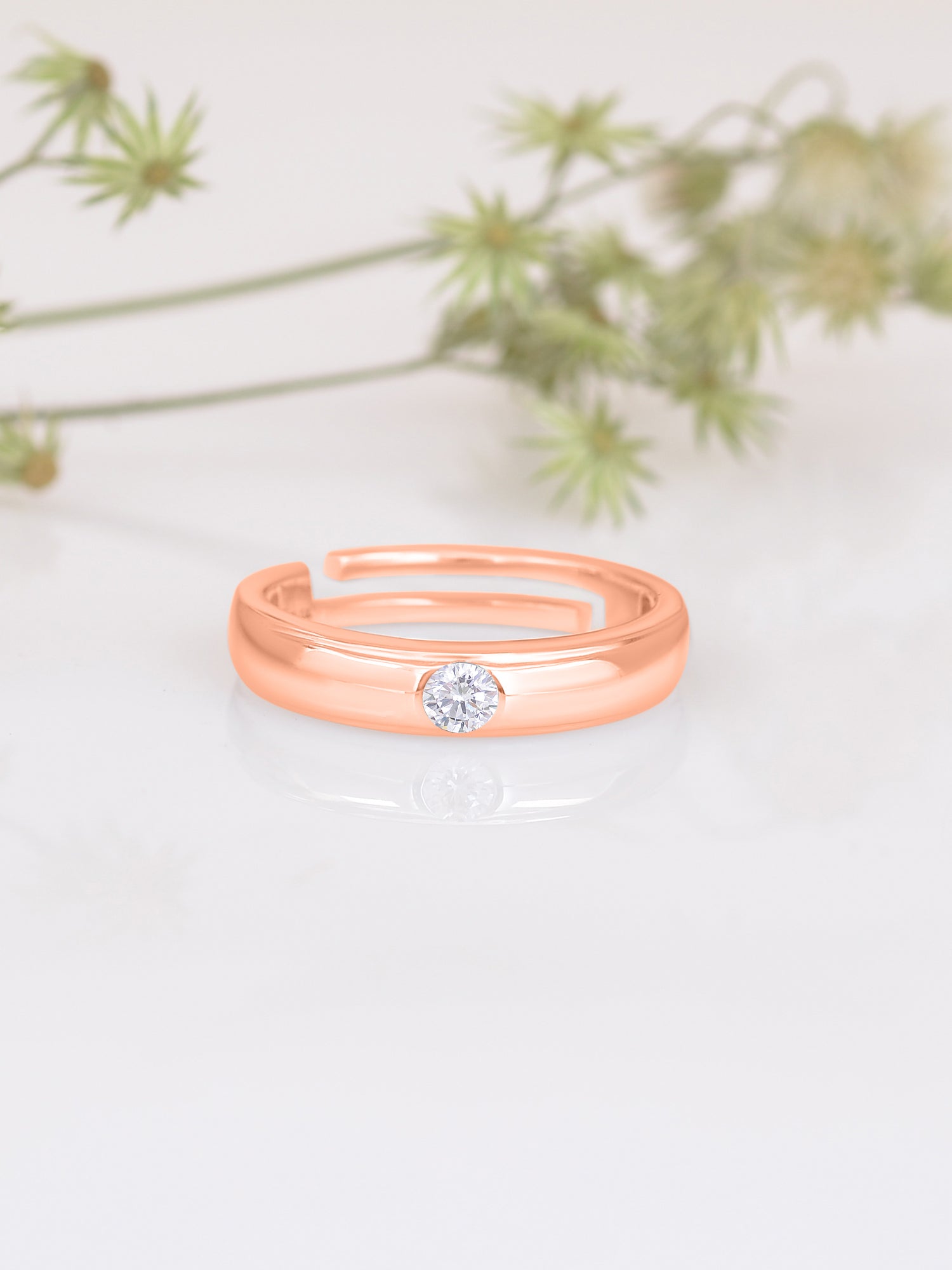 0.2 Carat Adjustable Minimalist Silver Rose Gold Ring For Women-1
