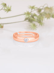 0.2 Carat Adjustable Minimalist Silver Rose Gold Ring For Women-1