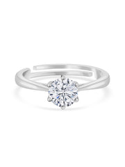 1.5 Carat Adjustable Silver Solitaire Ring