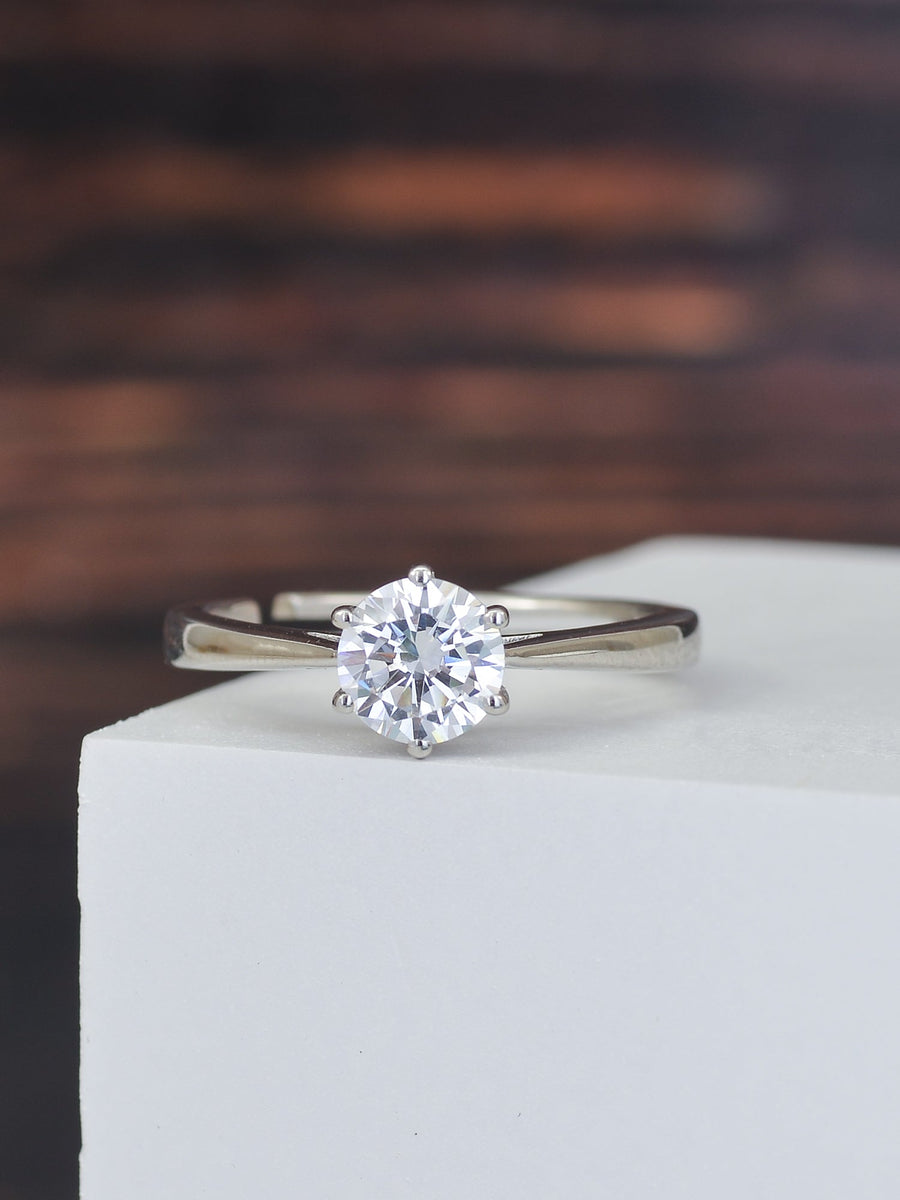 1.5 CARAT ADJUSTABLE SILVER SOLITAIRE RING FOR WOMEN-2