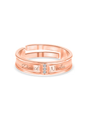 Rose Gold Adjustable Silver Band Ring For Men
