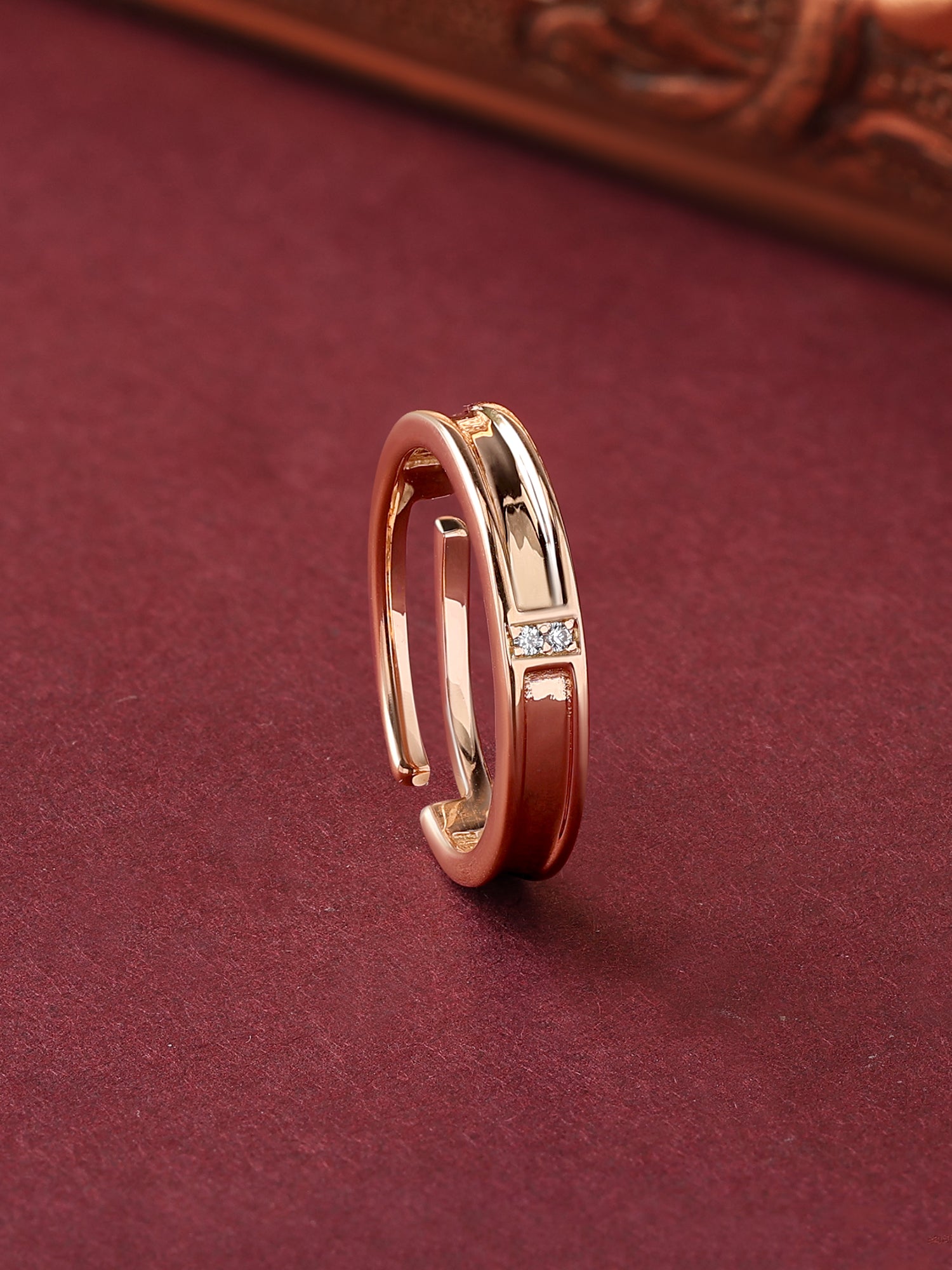 Double Solitaire Adjustable Rose Gold Ring For Women