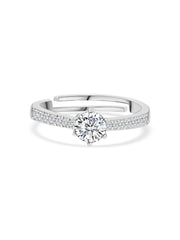 1.25 Carat Solitaire Adjustable Silver Ring For Women
