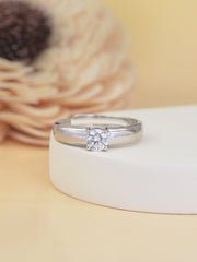 SINGLE STONE  ADJUSTABLE SILVER BAND RING FOR MEN-2