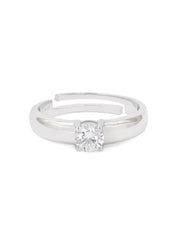 SINGLE STONE  ADJUSTABLE SILVER BAND RING FOR MEN-3