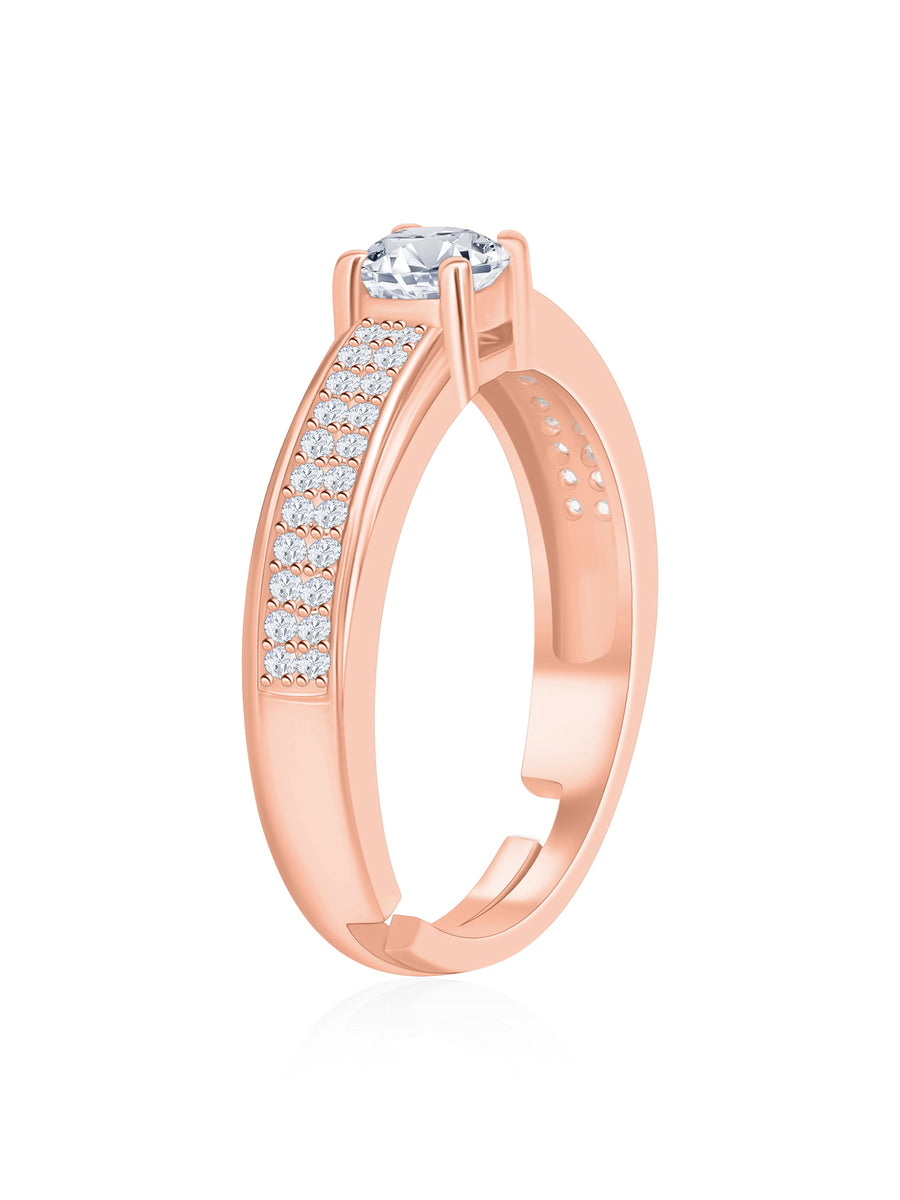 1 Carat Love Engagement Adjustable Rose Gold Solitaire Ring