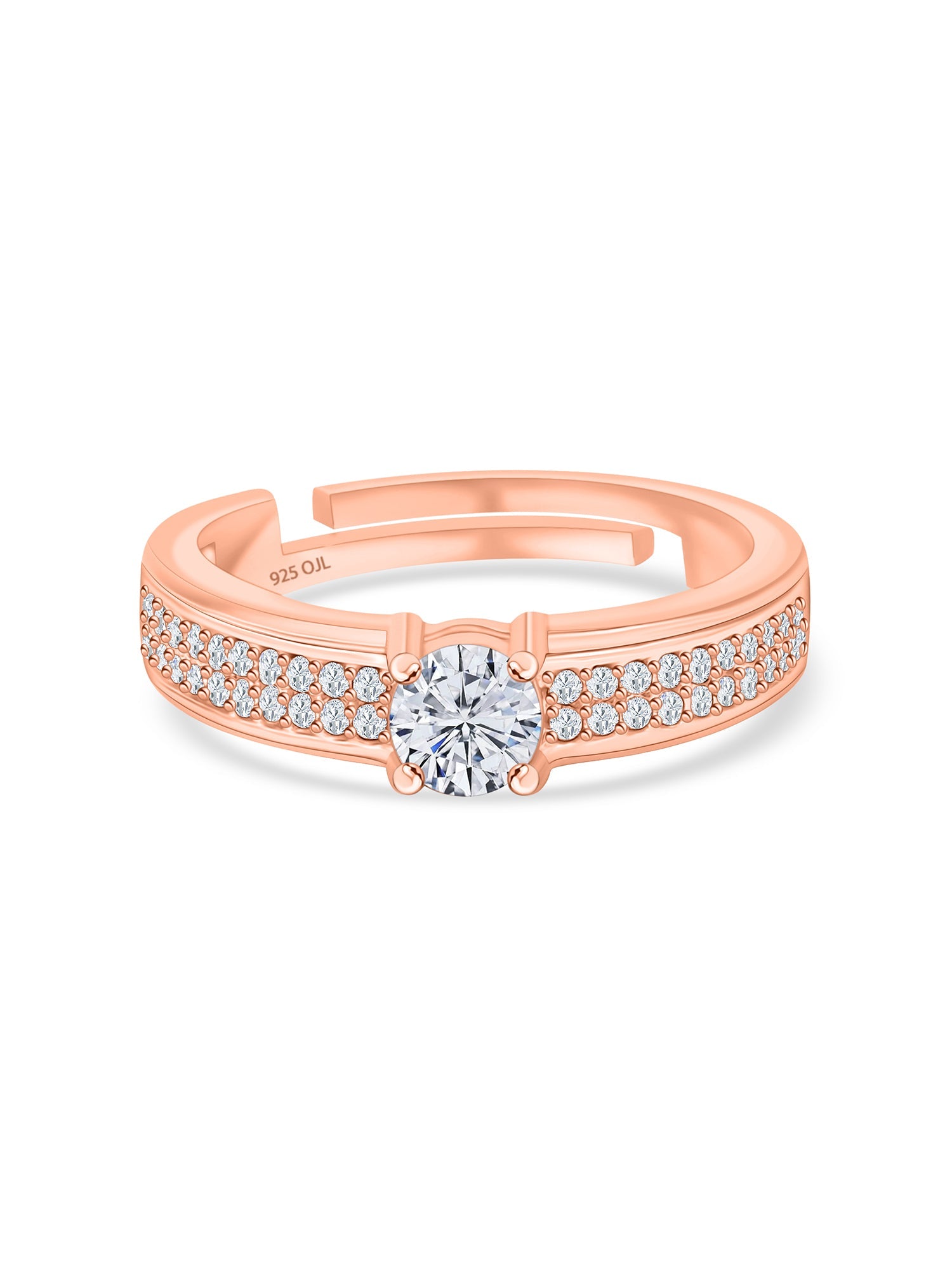 1 Carat Love Engagement Adjustable Rose Gold Solitaire Ring - Ornate Jewels Jewellery