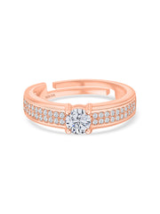 1 Carat Love Engagement Adjustable Rose Gold Solitaire Ring - Ornate Jewels Jewellery