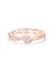 0.40 Carat American Diamond Rose Gold Silver Ring