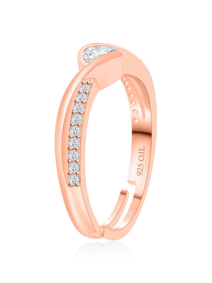 0.40 Carat American Diamond Rose Gold Silver Ring