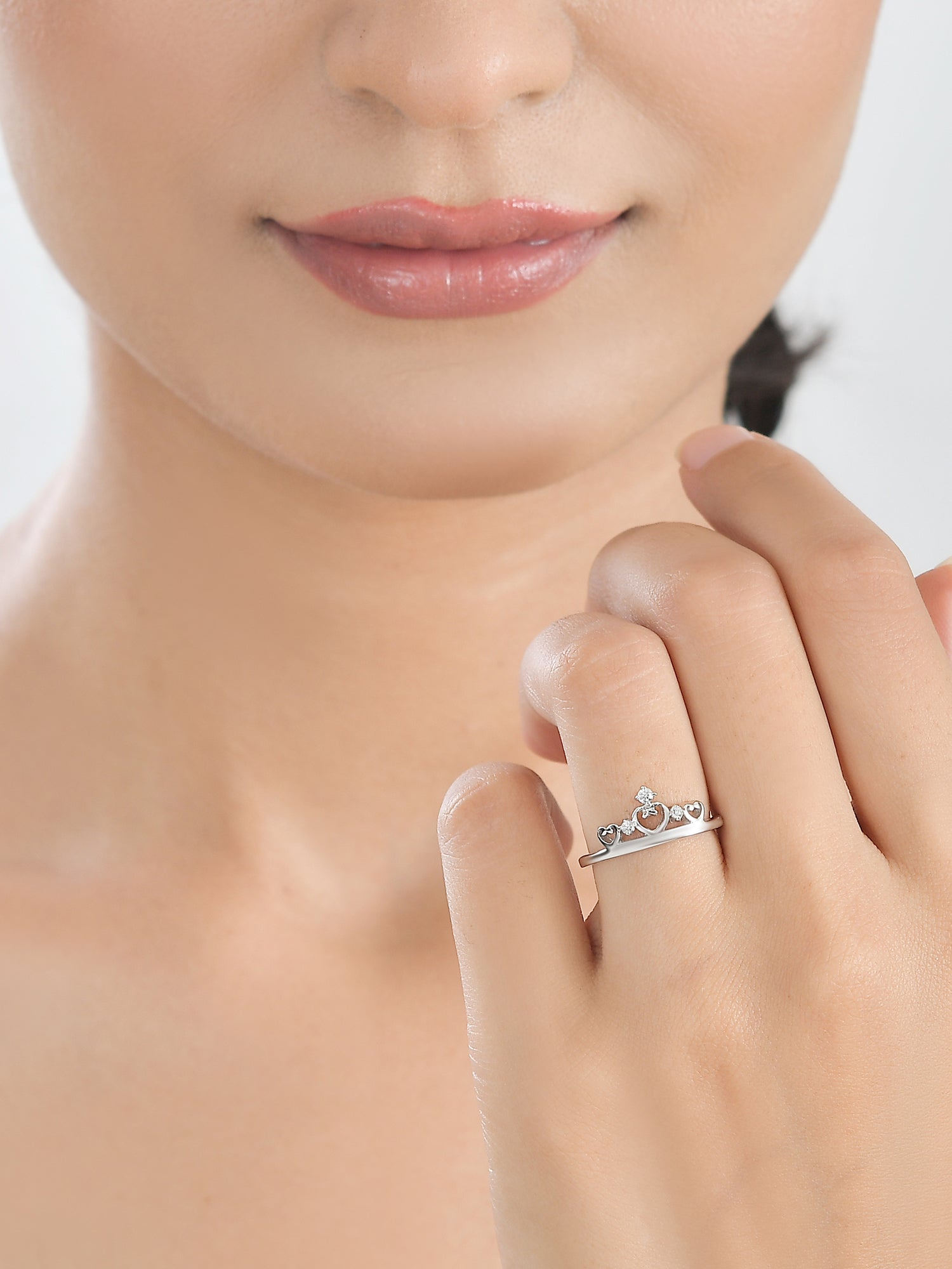 Crown Tiara Adjustable Silver Ring For Women