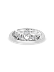 Crown Tiara Adjustable Silver Ring For Women