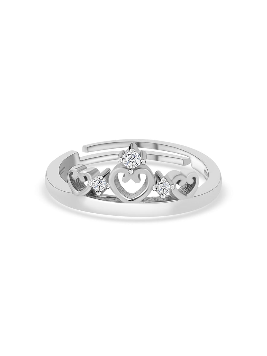 Crown Tiara Adjustable Silver Ring For Women