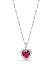 925 Silver Ruby Pendant In Heart Shape