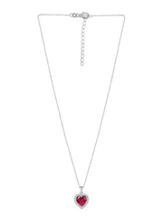 925 Silver Ruby Pendant In Heart Shape