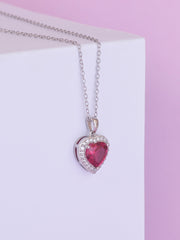925 SILVER RUBY PENDANT IN HEART SHAPE